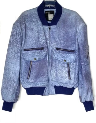 Michael Hoban North Beach Leather Acid Wash Zip Bomber Moto Aviator Jacket 40 XL - Image 1 of 4