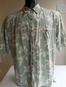 Camisa Bobby Chan 100% Seda Estilo Hawaiano SS Teniente Verde Floral TALLA GRANDE - Imagen 1 de 4
