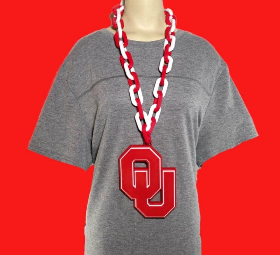 Oklahoma Sooners Fan Chain Pendant Necklace NCAA College Football Man Cave Gift - Image 1 of 1