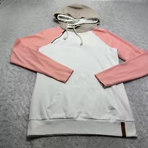 Ampersand Avenue Double Hood Hoodie Sweatshirt White Pink Womens Size Medium M - Picture 1 of 13