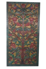 Vintage Boho Barn Door Wood SCULPTURE Hand Carved Tree of Life Ancient Spiritual