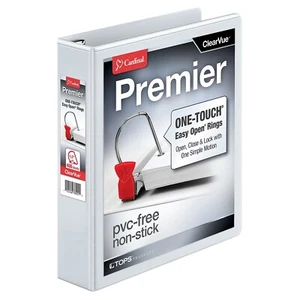 Cardinal Premier Heavy Duty 1 1/2" 3-Ring View Binders D-Ring White 12/Carton - Picture 1 of 6