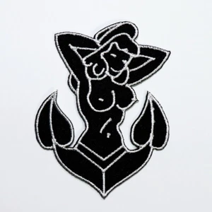Anchor Artwork patch Sexy Lady Navy sailor Emblem for DIY Iron on Clothes Jacket - Picture 1 of 10