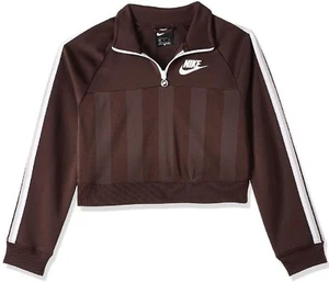 Nike braun kurz geschnittenes Sweatshirt weiß & rosa Streifen Damengröße M Einzelhandel für 80 $ - Bild 1 von 6