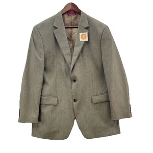 IZOD Blazer Mens 42R Beige Knit Polyester Blend 2 Button Front Macys Sport Coat - Picture 1 of 12