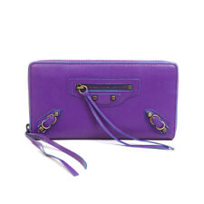 Auth BALENCIAGA Zip Around Long Wallet Purple/Blue Leather - h30161f