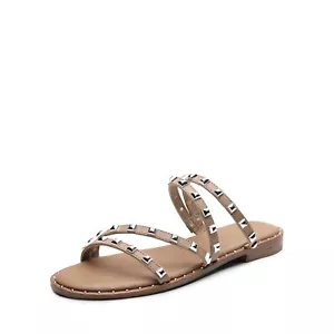 A New Day 17730 Clear Rhinestone Slide Slip on Open Toe Cute Flat Sandals 8.5 - Picture 1 of 5