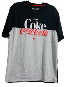 Official COCA COLA T-Shirt Size L ‘Drink Coke’ Unisex Black Grey Colour Block - Picture 1 of 7