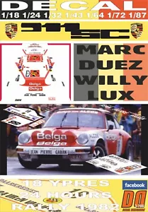 DECAL PORSCHE 911 SC "BASTOS" MARC DUEZ YPRES R. 1982 WINNER (01) - Foto 1 di 1