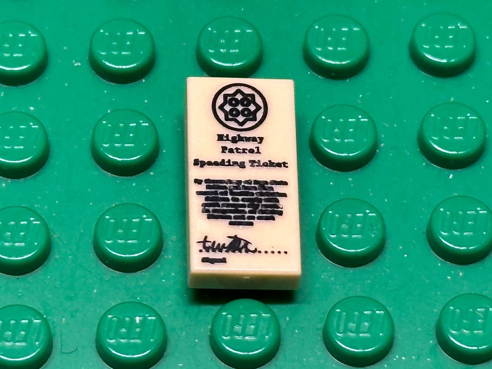 Lego Tile 1x2 With Highway Patrol Speeding Ticket Pattern - Image 1 of 1