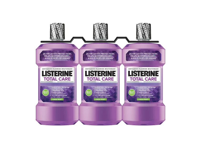 Listerine Total Care Fresh Mint Mouthwash, 33.8 fl. oz., 3 pk. - Image 1 of 4