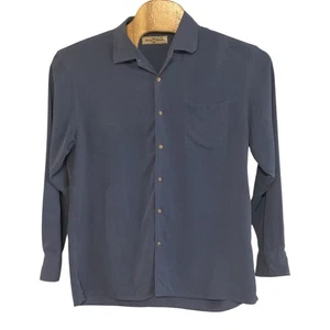 Tommy Bahama Navy Silk Casual Button-Down Shirt size XL - Picture 1 of 6