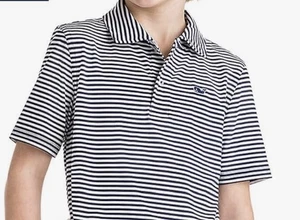 Polo VINEYARD VINES L/16 Winstead Stripe Sankaty Performance blu navy e bianca nuova senza etichette - Foto 1 di 10
