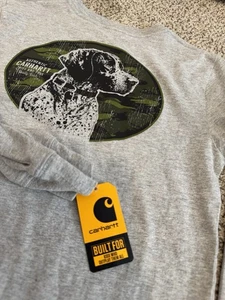 Carhartt Youth (8-10) Camo Dog Graphic Gray T-Shirt Long Sleeve NEU Size Small - Bild 1 von 8