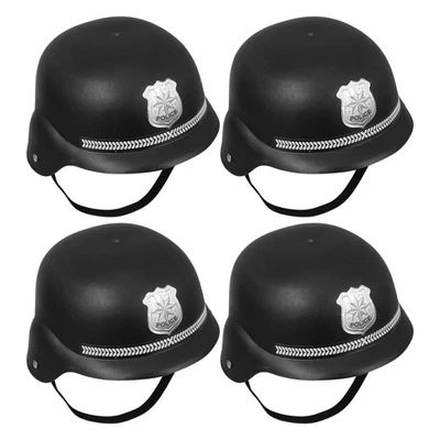4 Pcs Kids Police Costume British Bobby Plastic Cop Hats For Fancy Dress - Image 1 of 4
