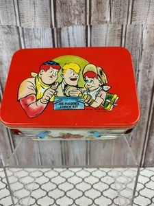 VINTAGE 1948 JOE PALOOKA COMIC CHARACTER LUNCH KIT TIN LUNCHBOX - Picture 1 of 9
