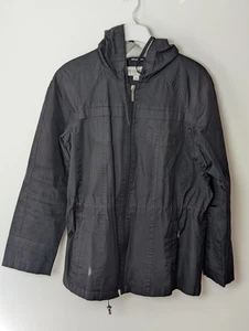 The Limited Women’s Hooded Windbreaker Jacket Black Size L Mesh Lining Zip Up - Picture 1 of 4