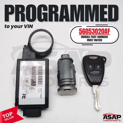 🐔 VIN PROGRAMMED PLUG & PLAY IGNITION SWITCH + IMMOBILIZER + KEY 56053020AF 🐔 - Image 1 of 4