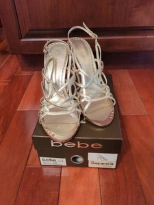 Brand New Bebe Gold Strappy Women's Heels Size 9 - Picture 1 of 5