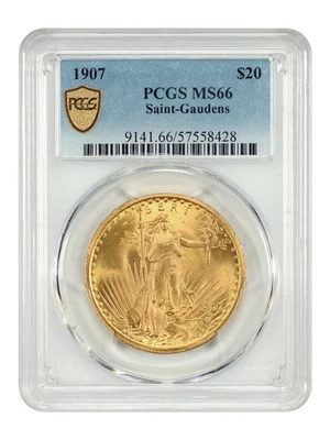 1907 $20 Saint PCGS MS66 - St. Gaudens $20 - First Year Saint Gaudens Issue - Image 1 of 4