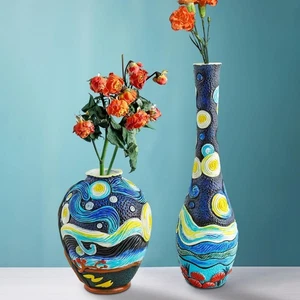 Sternennacht Blumenvase 2er Set - Vasen für Mittelstücke & Wohndeko, Handarbeit - Bild 1 von 7