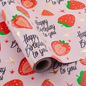 Burymento Pink Strawberry Birthday 17in x 32.8ft, -  - Picture 1 of 6