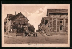 AK Bebra, Apothekenstrasse mit Metzgerei Joh. Wettich und Apotheke - Picture 1 of 2