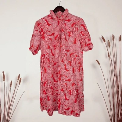 Vestido Chico’s Lino 3 XL 16 Naranja Paisley Manga Corta Foto 1 de 4