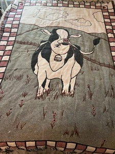 cow tapestry blanket vintage - Picture 1 of 6