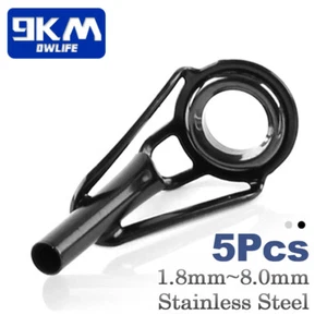 Black Fishing Rod Tip Guides Stainless Steel Ceramic Ring 1.8mm~8mm Single Size - Picture 1 of 33