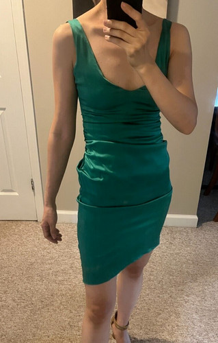 UNDERCOVER Abito Victoria's Secret Moda International ?Donna Taglia 0 ?Verde Seta Scollo a V