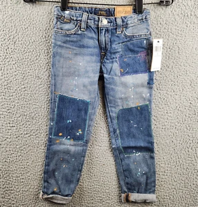 Polo Ralph Lauren Paint Print Astor Slim Boyfriend Jeans Girls' 5 Blue Zip Fly - Picture 1 of 13