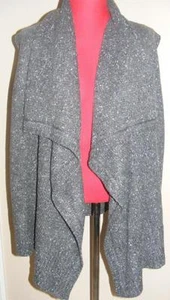 New DKNY fisherman knit dark gray sleeveless SWEATER shrug L soft wool blend - Bild 1 von 1