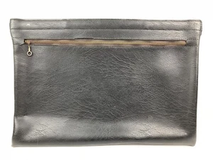 Vintage 1970s Hazel Faux-Leather Messenger Courier Bag Clutch Black 17 X 11.5 - Picture 1 of 12