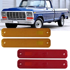 4Pcs Front Rear Bumper Side Marker Light Reflector For 75-79 Ford F-150 Bronco - Picture 1 of 11