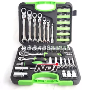 104PCS Socket Set Flexible Head Ratchet Spanner Set 1/4" 1/2" Drive Metric 0608 - Picture 1 of 8