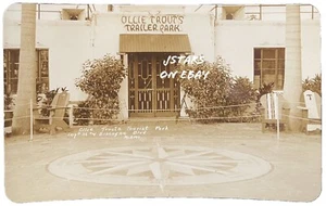 1930s 1940s MIAMI, FL OLLIE TROUT TRAILER PARK BISCAYNE REAL PHOTO POSTCARD RPPC - Picture 1 of 3