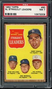 1962 Topps Baseball #60 Nl Strikeout Leaders PSA 7