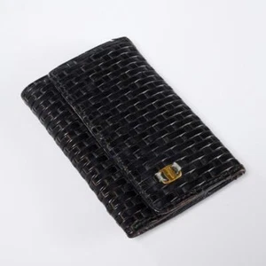 Salvatore Ferragamo Schlüsselanhänger schwarz geflochtenes Leder dreifach faltbar Etui - Bild 1 von 7