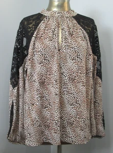 NWT Bold Elements Animal Print Top Women Size 1X Chest 48 Keyhole Lace 225-32430 - Picture 1 of 7