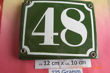 Hausnummer Nr.48 weiße Zahl auf gras - grünem Hintergrund 12 cm x 10 cm Emaille