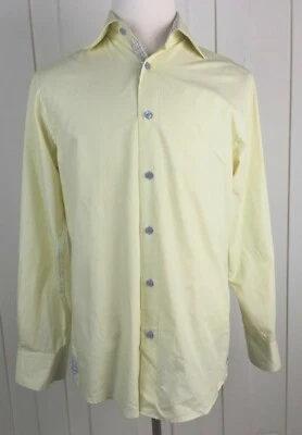 Martin Gordon Shirt Contrast Cuff Yellow Striped Button Front Long Sleeve Mens M - Image 1 of 4