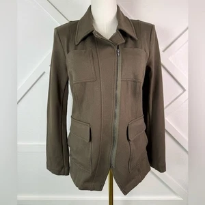 Cabi The Academy Blazer Asymmetrical Zipper Fitted Olive Green Size Small #4120 - Picture 1 of 11