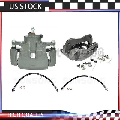 4x Front Car Brake Calipers with Brake Hose Line Fits 2013 2014 Toyota Avalon - Image 1 of 4