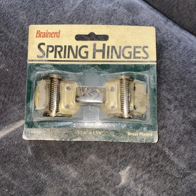 2 Bisagras de Resorte Antiguo Acabado de Latón Bisagra de Gabinete Bisagra de Puerta con Tornillos Madera Foto 1 de 4