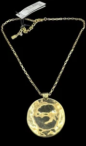 Robert Lee Morris RLM SOHO Hammered Yellow Gold Plate Modernist Pendant Necklace - Picture 1 of 8