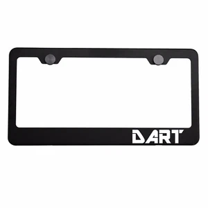Matte Black License Plate Frame Chrome DART Laser Etched Metal Screw Cap - Picture 1 of 7
