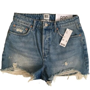NWT Urban Outfitters BDG Size 30 L Shorts Blue Denim Jean Frayed Hem Distressed - Picture 1 of 16