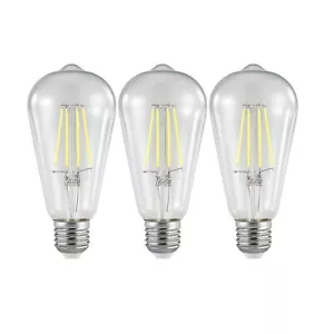 3x ST64 Vintage Style LED Filament Light Globe Edison Bulb E27 8W 6000K DayLight - Picture 1 of 4