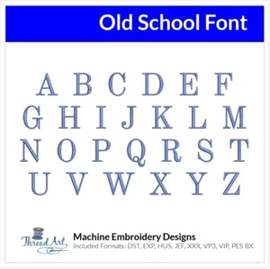 Threadart Machine Embroidery Design Old School BX Font Alphabet Loaded on USB - Picture 1 of 4